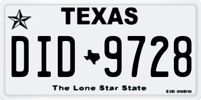 TX license plate DID9728