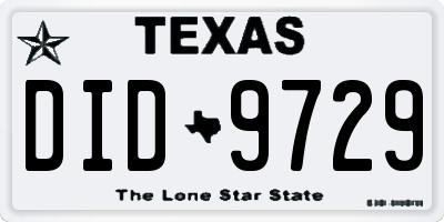TX license plate DID9729
