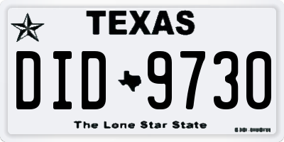 TX license plate DID9730