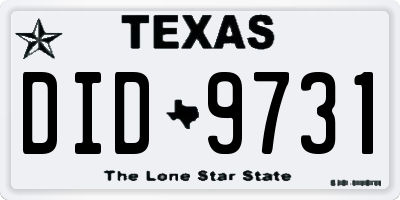 TX license plate DID9731