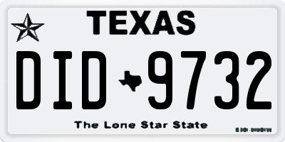 TX license plate DID9732
