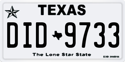 TX license plate DID9733