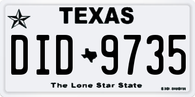TX license plate DID9735