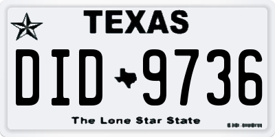TX license plate DID9736