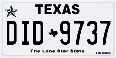 TX license plate DID9737