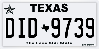 TX license plate DID9739