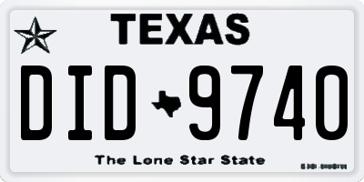 TX license plate DID9740