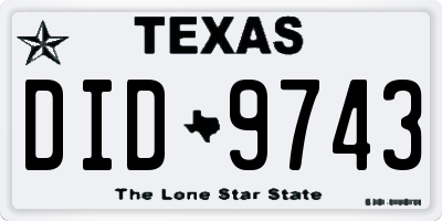 TX license plate DID9743