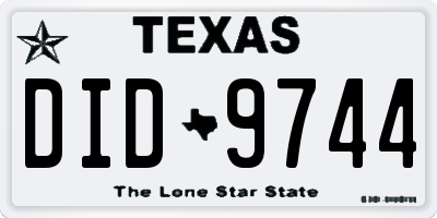 TX license plate DID9744