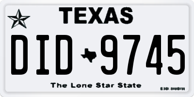 TX license plate DID9745