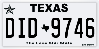 TX license plate DID9746