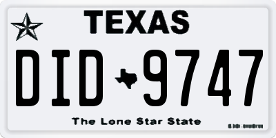 TX license plate DID9747