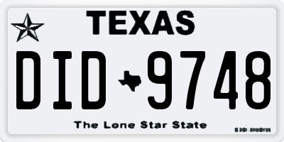TX license plate DID9748