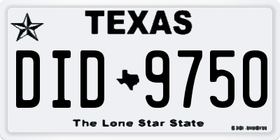 TX license plate DID9750