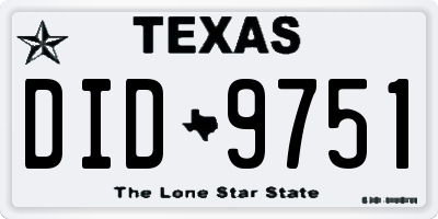 TX license plate DID9751