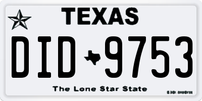 TX license plate DID9753