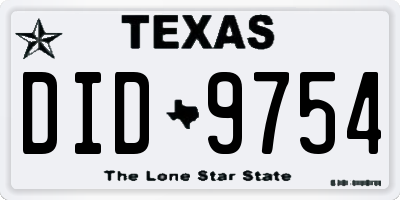 TX license plate DID9754