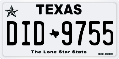 TX license plate DID9755