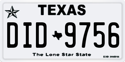 TX license plate DID9756
