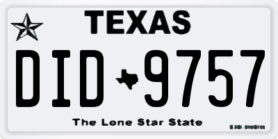 TX license plate DID9757