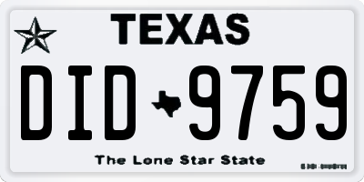 TX license plate DID9759