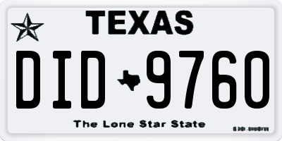 TX license plate DID9760
