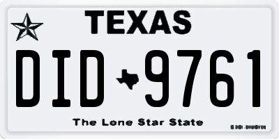 TX license plate DID9761