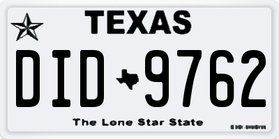TX license plate DID9762