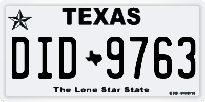 TX license plate DID9763