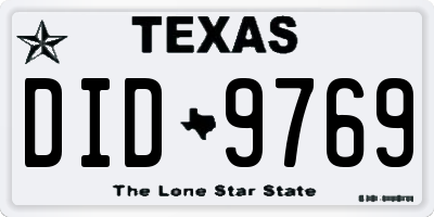 TX license plate DID9769