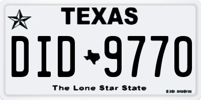 TX license plate DID9770
