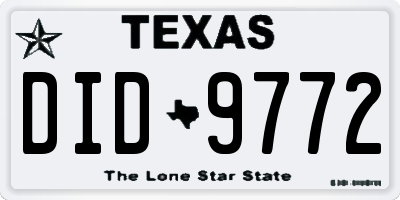 TX license plate DID9772