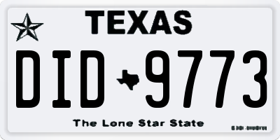 TX license plate DID9773