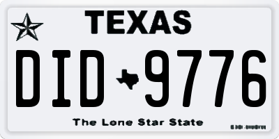 TX license plate DID9776