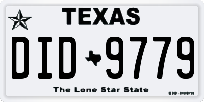 TX license plate DID9779