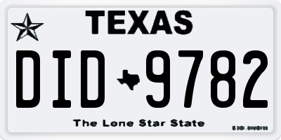 TX license plate DID9782
