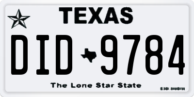 TX license plate DID9784