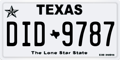 TX license plate DID9787