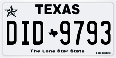 TX license plate DID9793
