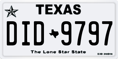 TX license plate DID9797