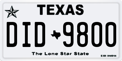 TX license plate DID9800