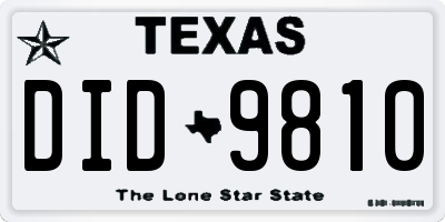 TX license plate DID9810