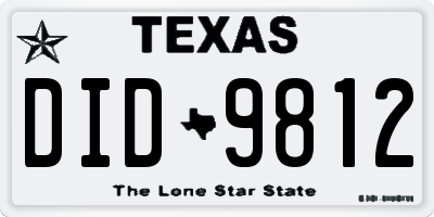 TX license plate DID9812