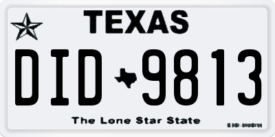TX license plate DID9813