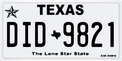 TX license plate DID9821