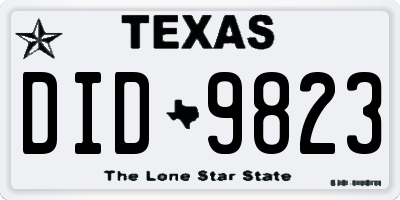 TX license plate DID9823
