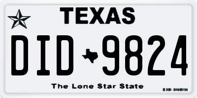 TX license plate DID9824