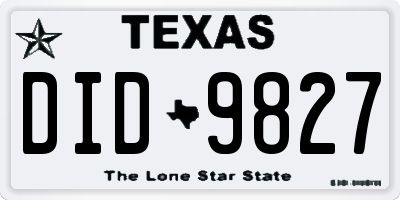 TX license plate DID9827