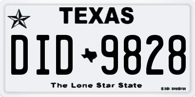 TX license plate DID9828