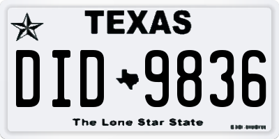 TX license plate DID9836